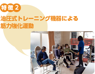 特徴2　油圧式トレーニング機器による筋力強化運動